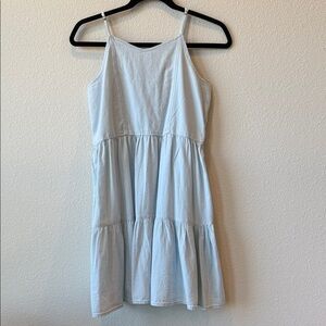 Treasure & Bond Soft Blue Denim Tiered Swing Dress